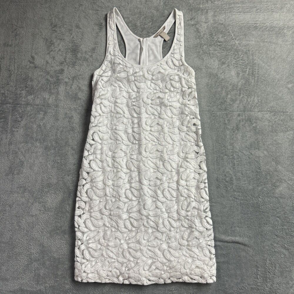 Banana Republic Womens Dress White Embroidered Lace Sz 8 Y2K Fairy Coquette
